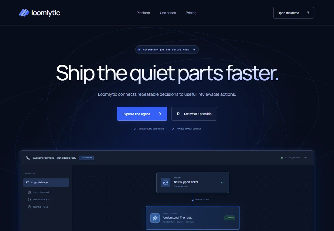 Loomlytic — landing page preview