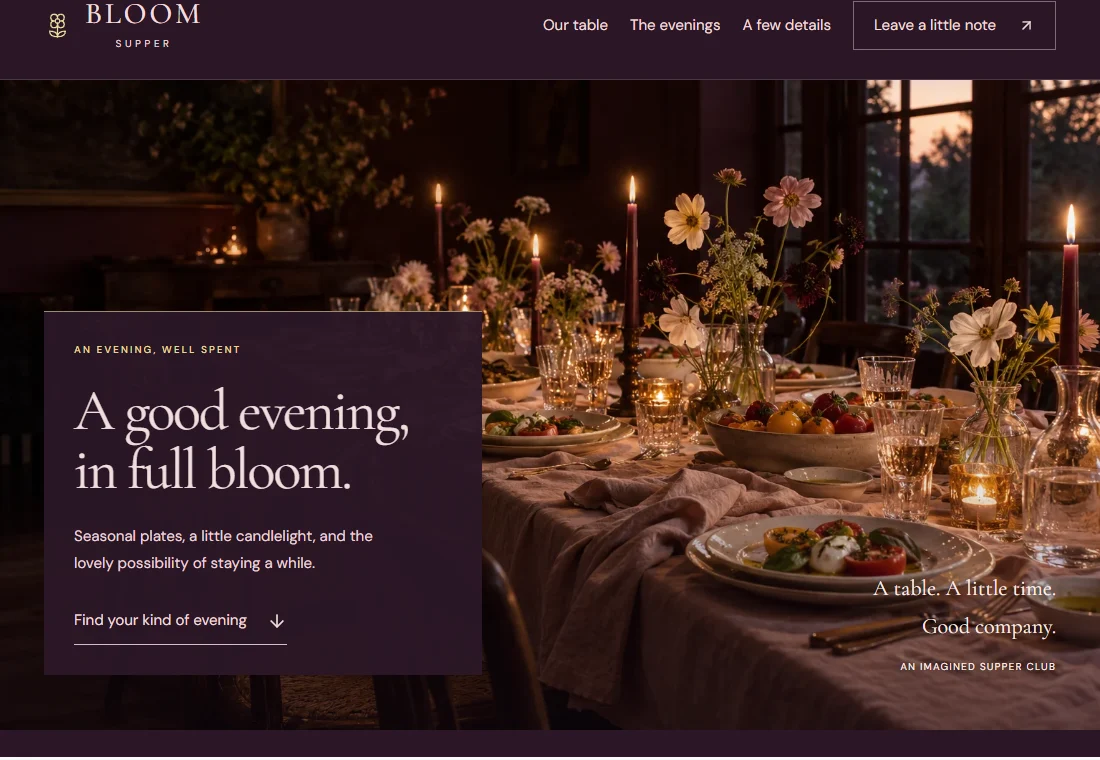BLOOM SUPPER — landing page preview