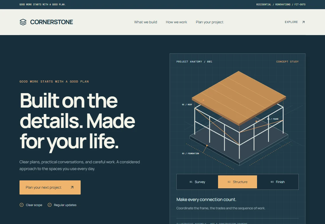 Cornerstone — landing page preview