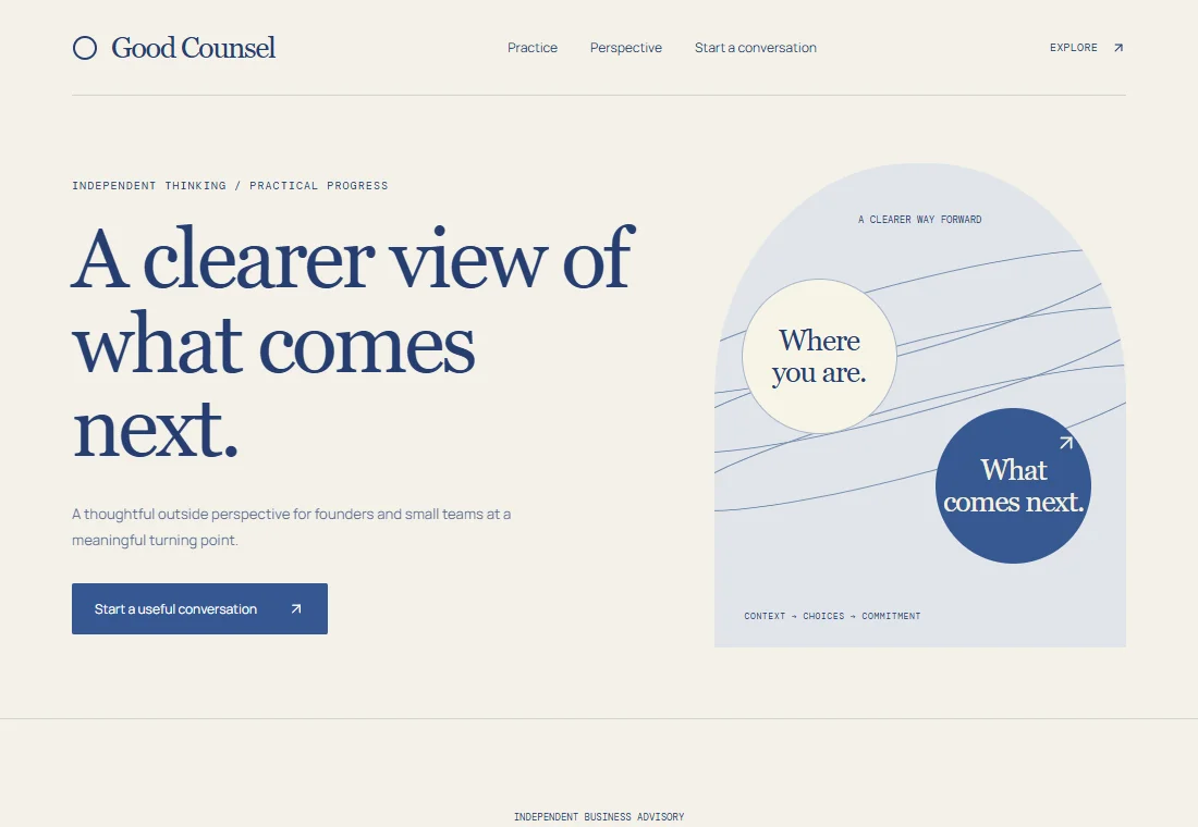 Good Counsel — landing page preview