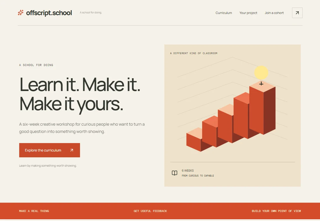 Offscript School — landing page preview