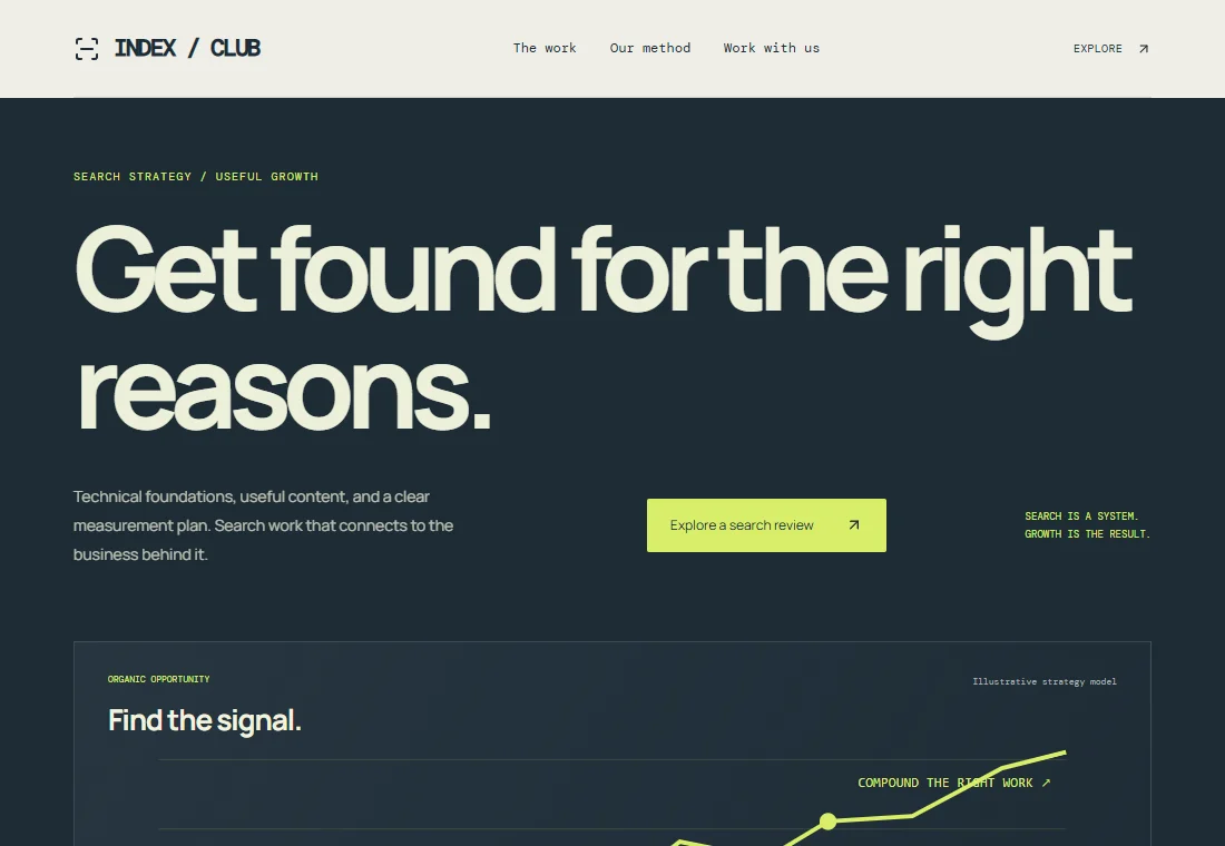 Index Club — landing page preview