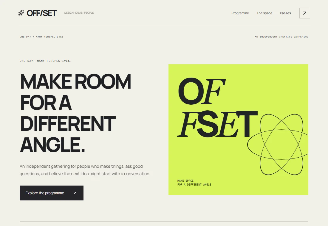 Off/Set — landing page preview