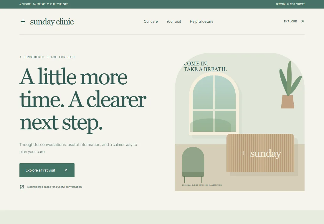 Sunday Clinic — landing page preview