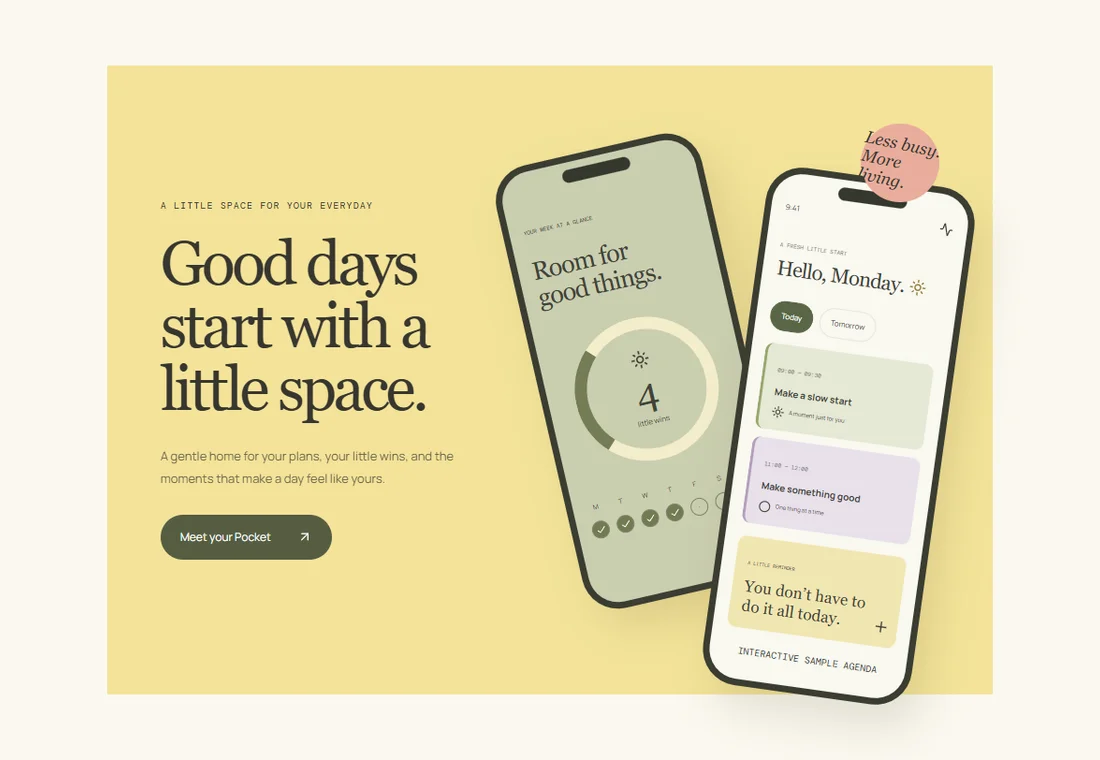 Pocket Day / Opening — section preview