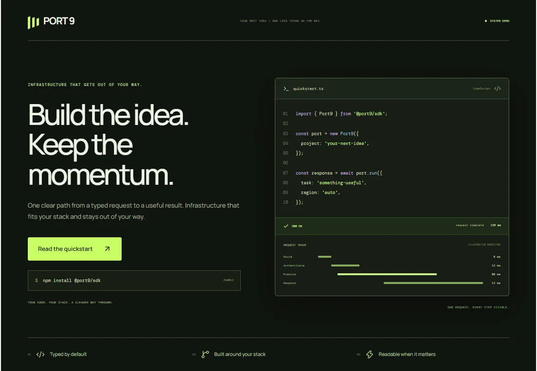 Launch Console — section preview