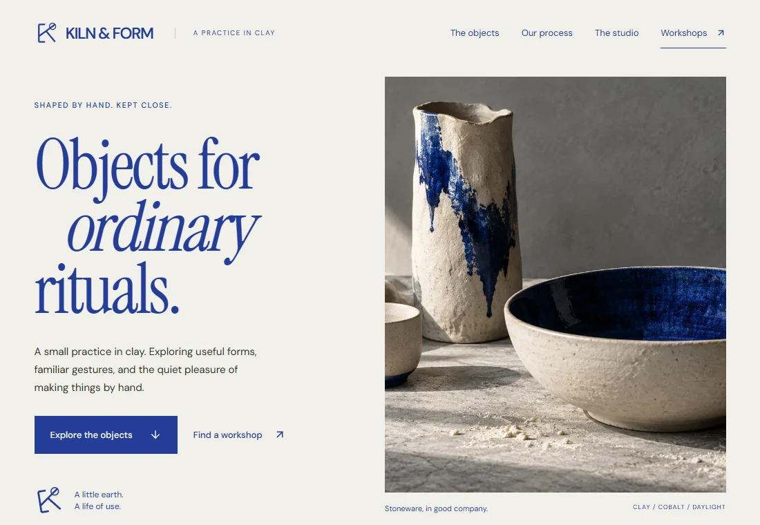 KILN & FORM — landing page preview