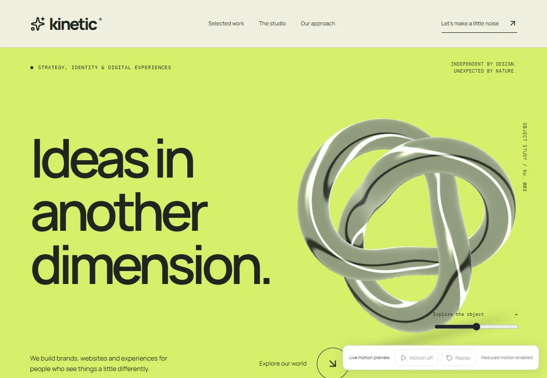 Kinetic / Spatial Studio — landing page preview