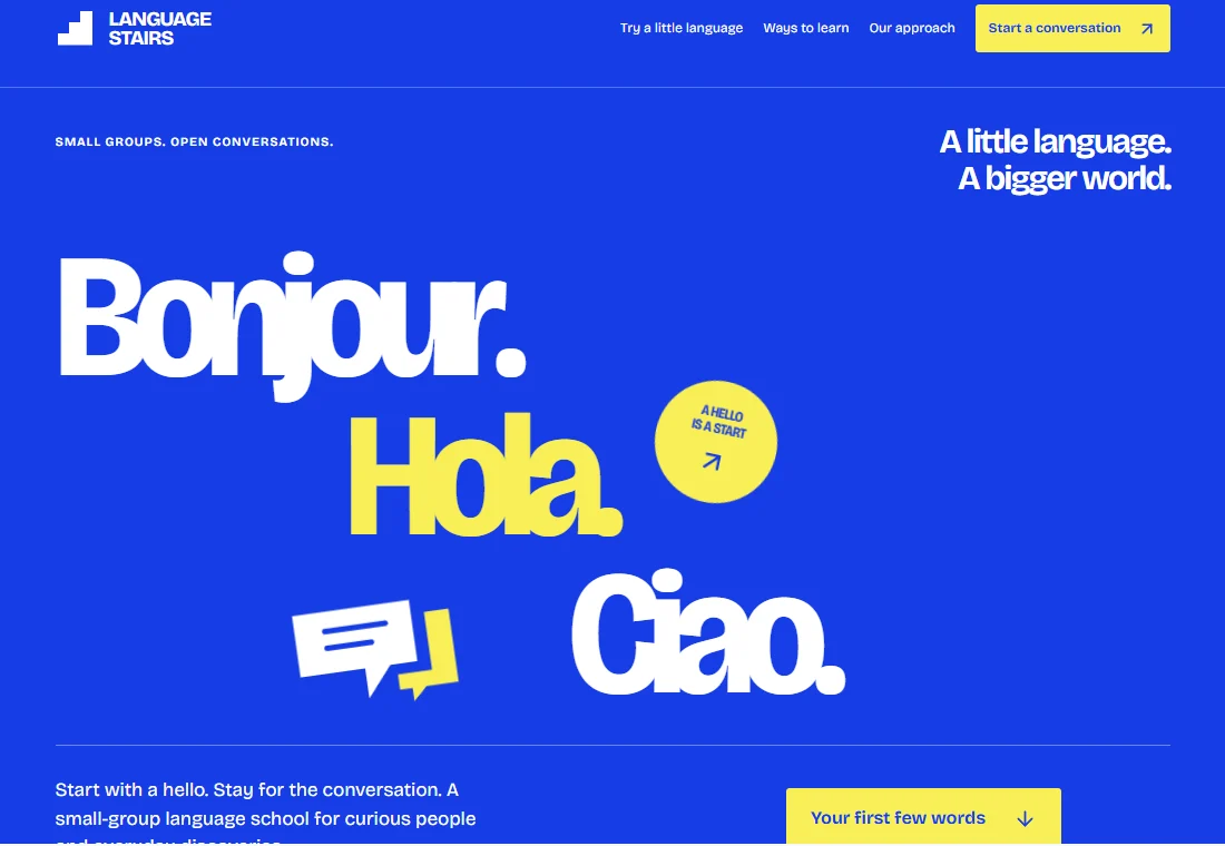 LANGUAGE STAIRS — landing page preview