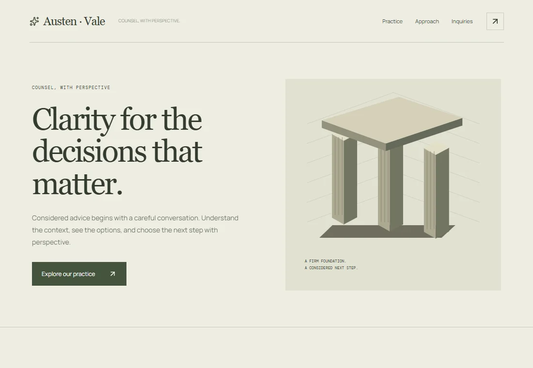 Austen · Vale — landing page preview
