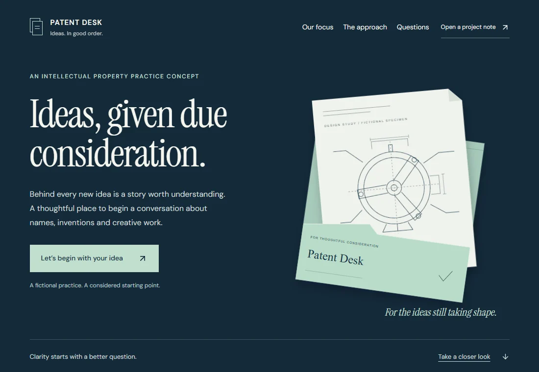 PATENT DESK — landing page preview