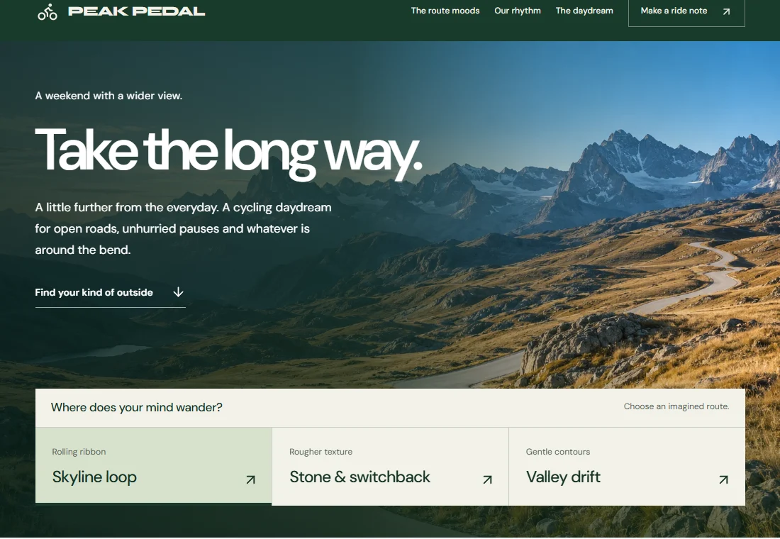 PEAK PEDAL — landing page preview