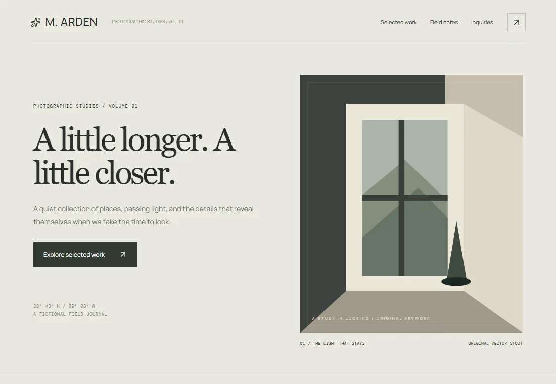 M. Arden — landing page preview
