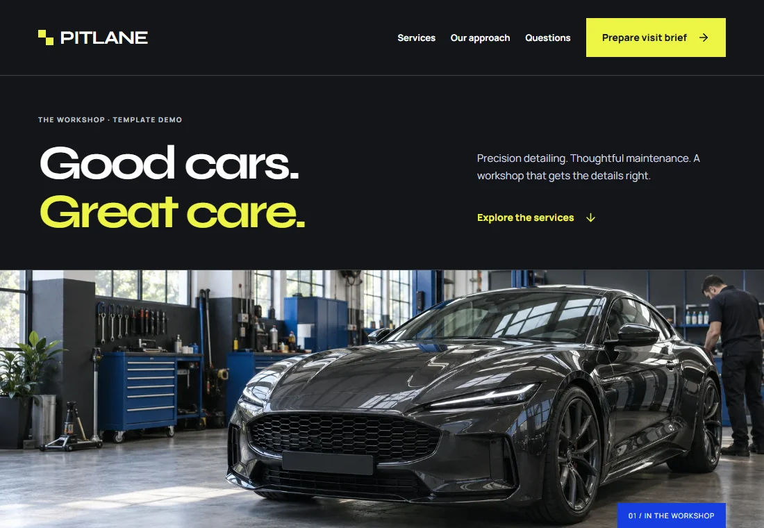 PITLANE — landing page preview