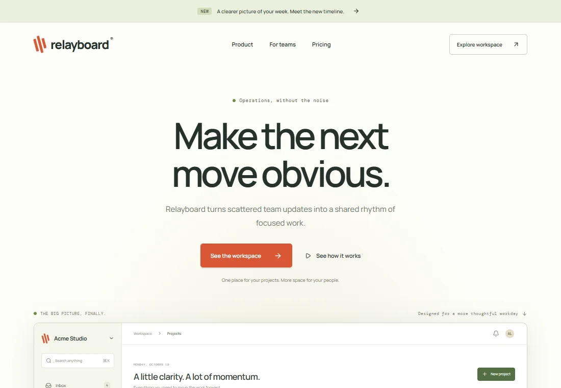 Relayboard — landing page preview