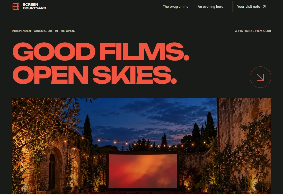 SCREEN COURTYARD — landing page preview