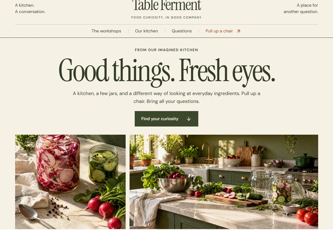 TABLE FERMENT — landing page preview