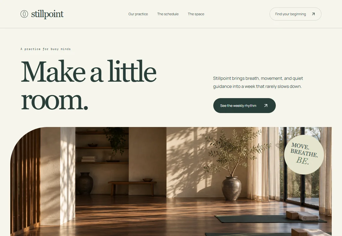 Stillpoint — landing page preview
